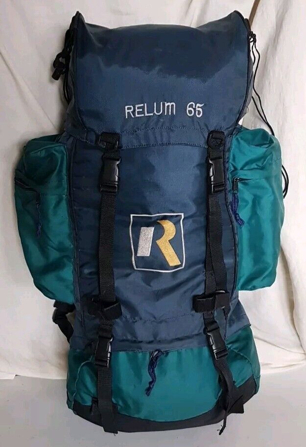 RELUM Rucksack Backpack 65L Adjustable Waterproof Blue Green