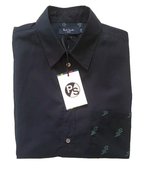 PAUL SMITH Shirt Mens M Classic Fit Blue Black Ziggy Lightning Bolt