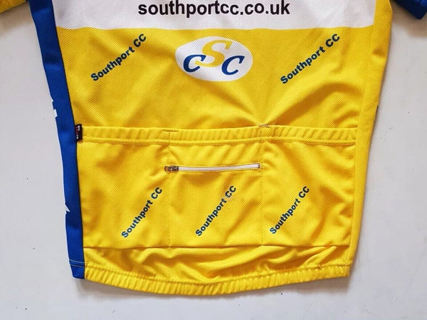 Southport Cycling Club Jersey Shirt Mens M Fitted Gear Club Full Zip Blue Yellow