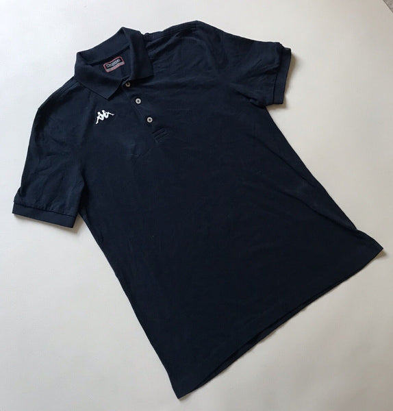 KAPPA Polo Shirt Mens L Navy Blue Cotton Logo Embroidered In White Regular Fit