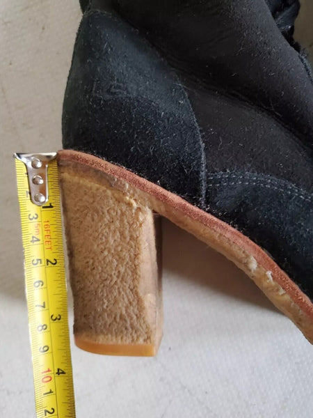 UGG Sofia Boots Heeled Laced Womens Uk 5.5 Black Suede Shearling Lining