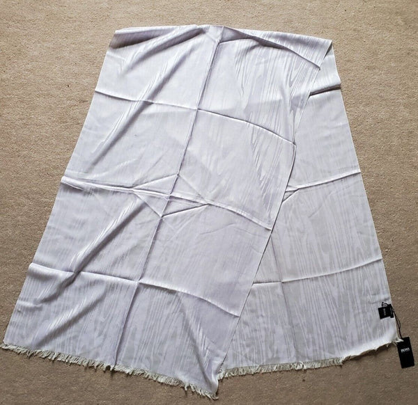 HUGO BOSS Womens Pashmina Scarf Shawl Cashmere Wool White Lilac Rrp £189
