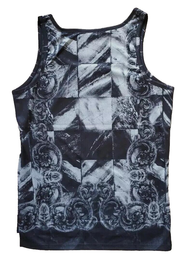 Designer Vest T Shirt Italian Bull and Roses Mens M Cotton Lycra Stretch