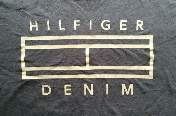 Vintage Y2K Tommy Hilfiger Cropped T Shirt Womens S Big Flag Navy Cotton Blend