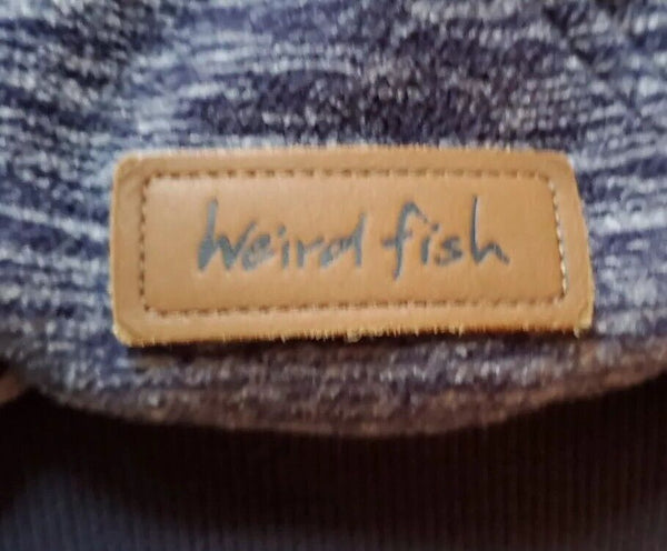 WEIRD FISH Hoodie Fleece Quilted Full Zip Mottled Blue Womens UK 12