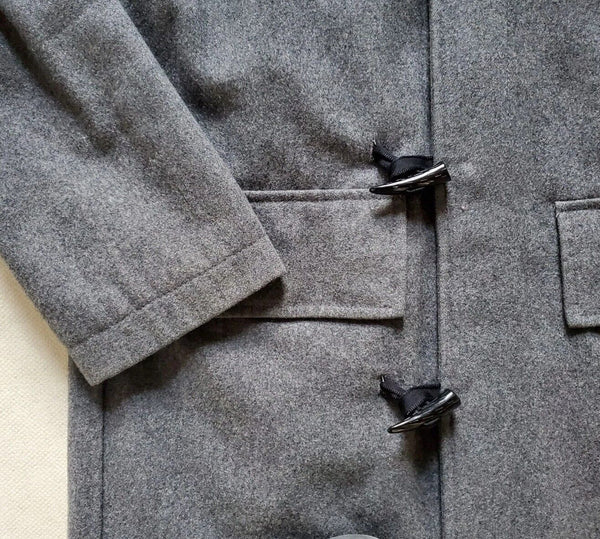 KANGOL Duffle Coat Jacket Mens S Slate Grey Wool Vgc