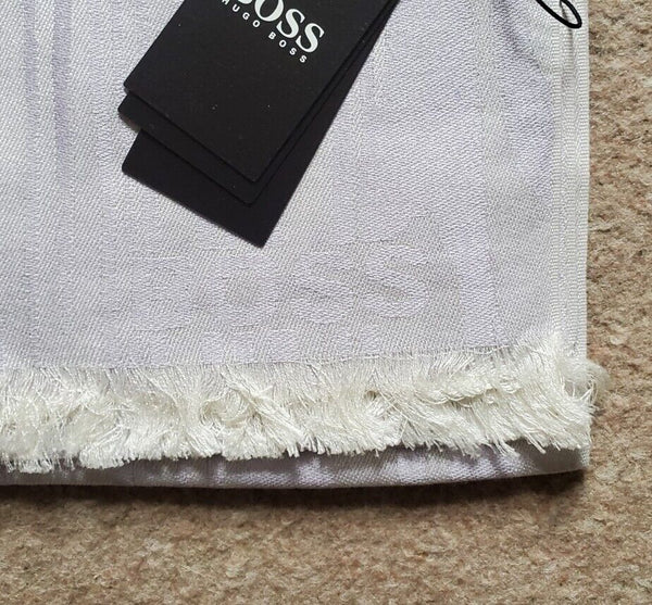 HUGO BOSS Womens Pashmina Scarf Shawl Cashmere Wool White Lilac Rrp £189