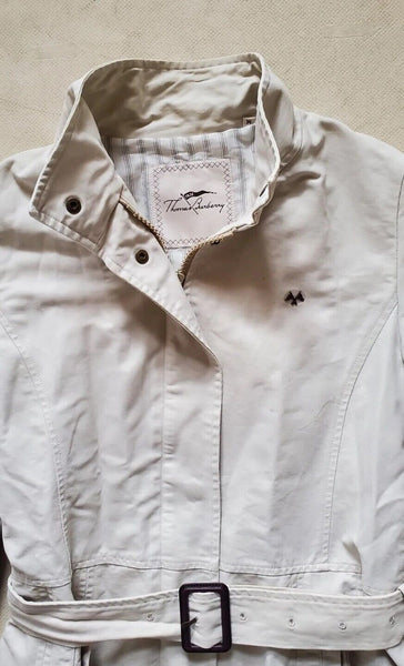 Burberry Trench Coat Mac Womens M Ivory Lightweight Belted - Was £650