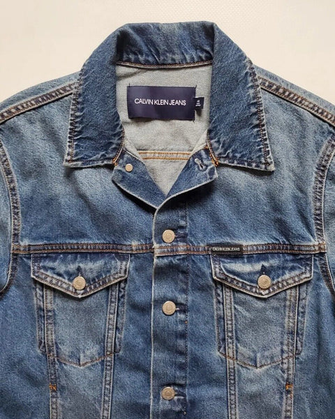Calvin Klein CKJ Denim Jacket Mens S Trucker Vintage Blue Cotton