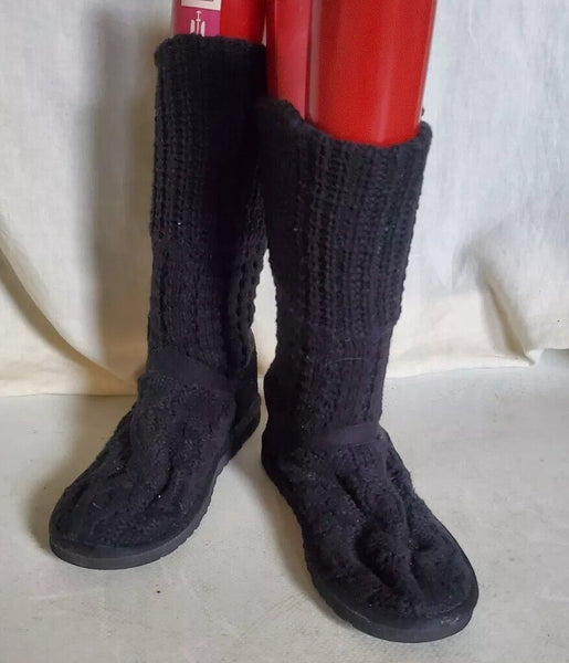 UGG Boots Classic Cardy Knit Sweater Sock Black Womens Uk 4.5 Eu 37 Vintage Y2K