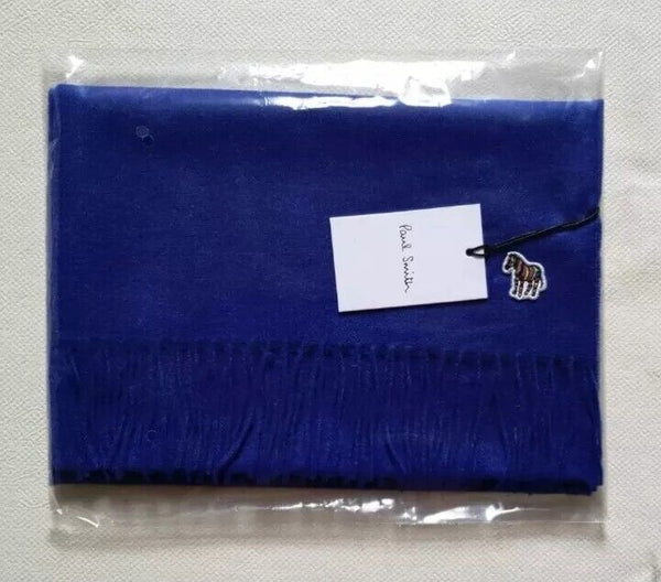 PAUL SMITH Scarf Zebra Royal Blue Pure Lamswool Made in UK