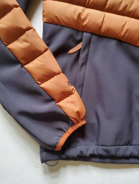 Gandys Explorer Puffer Jacket Coat Mens M Womens L Orange Grey Hooded Quilted