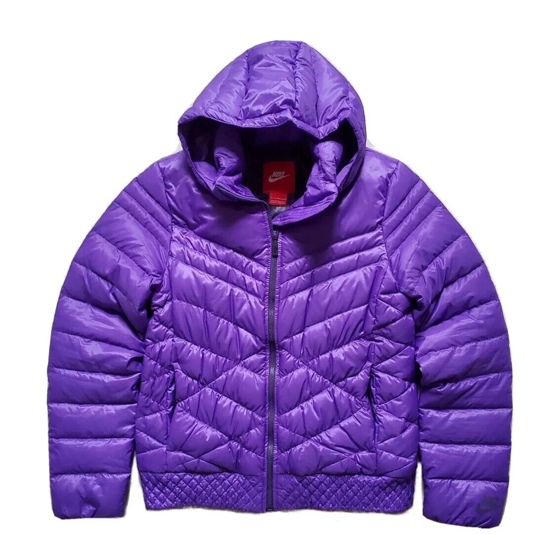 Nike Puffer Jacket Coat Womens M Duck Down Quilted Hooded Deadstock