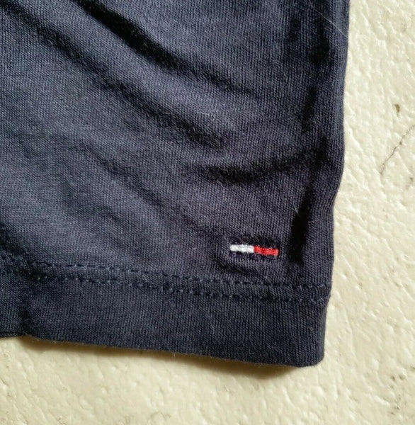 Vintage Y2K Tommy Hilfiger Cropped T Shirt Womens S Big Flag Navy Cotton Blend