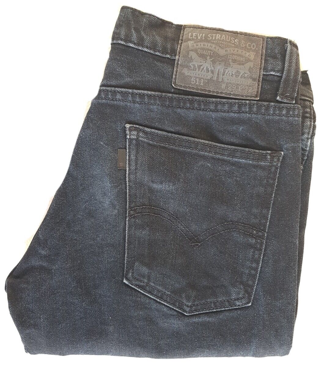LEVIS 511 Jeans W 30 L 28 Classic Fit Vintage Black Denim Black Tab (216)