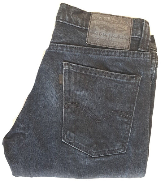 LEVIS 511 Jeans W 30 L 28 Classic Fit Vintage Black Denim Black Tab (216)