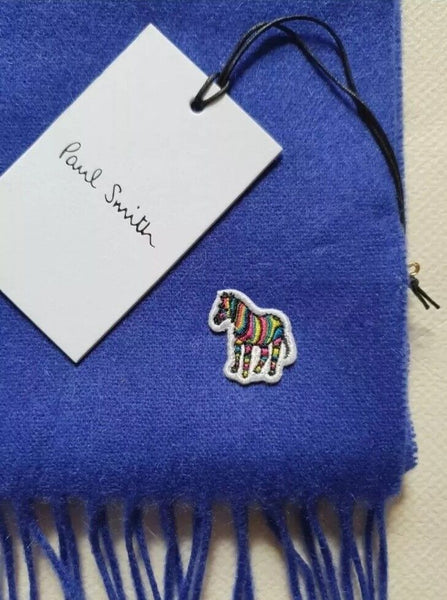PAUL SMITH Scarf Zebra Royal Blue Pure Lamswool Made in UK