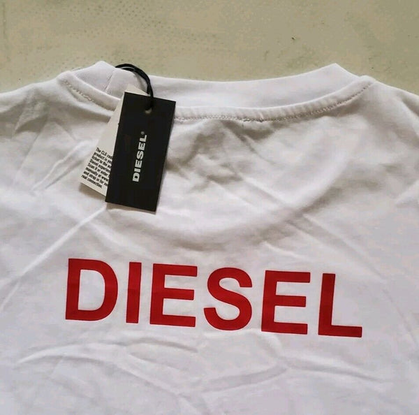 DIESEL T Shirt Tshirt Mens XS Alphabet White Cotton Regular Fit New With Tags