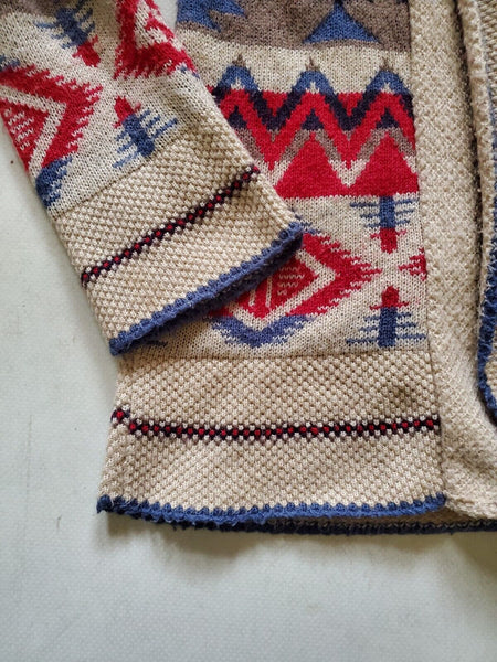 Vintage Handknit Cardigan Womens S By Eskimo Y2k Jacquard Coat