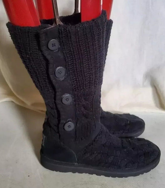 UGG Boots Classic Cardy Knit Sweater Sock Black Womens Uk 4.5 Eu 37 Vintage Y2K