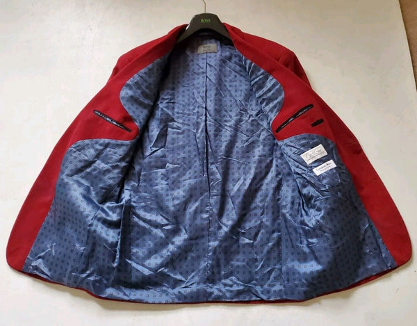 Vintage HUGO BOSS Blazer Jacket Mens 44 Cashmere Wool Scarlet Red Easy Line 80's
