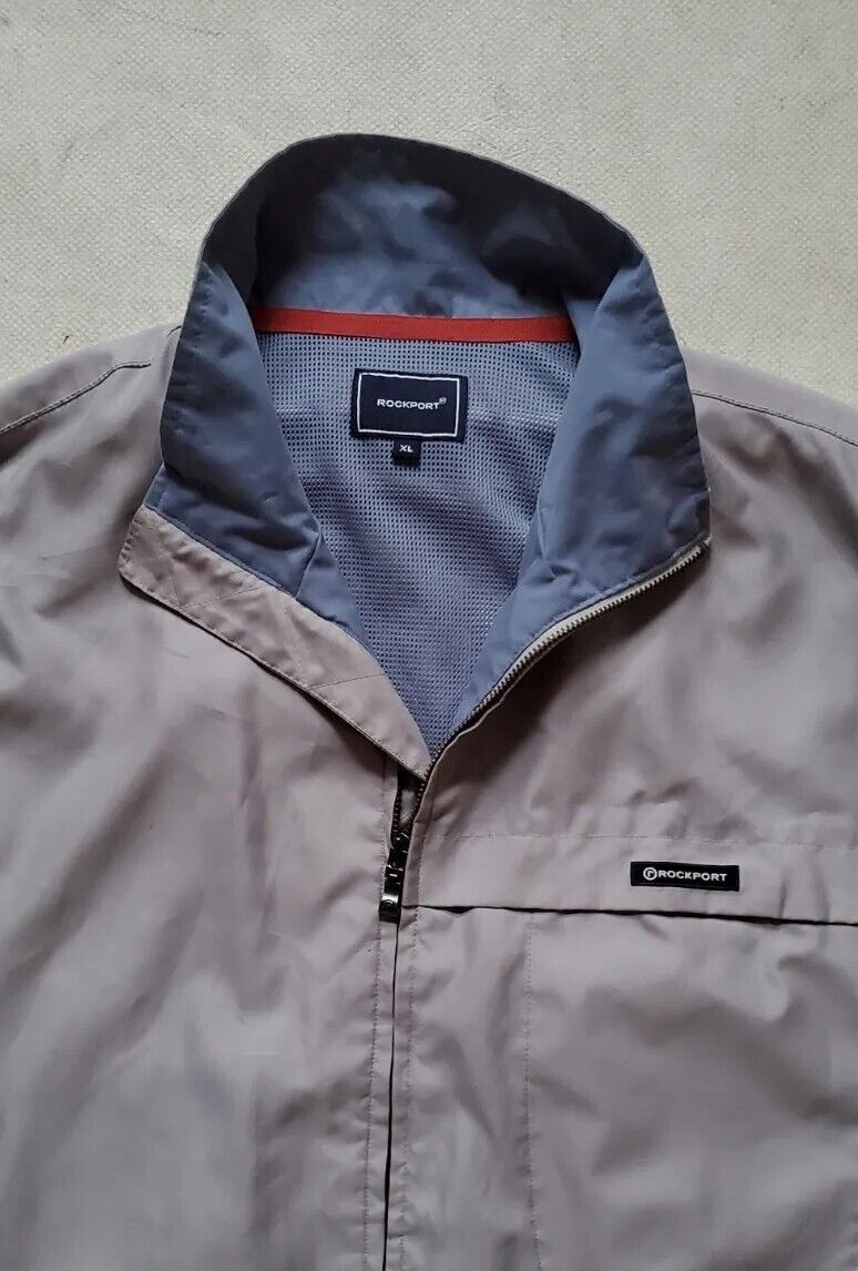 Rockport Harvard Bomber Jacket Mens XL Harrington Beige Waterproof Mesh Lined