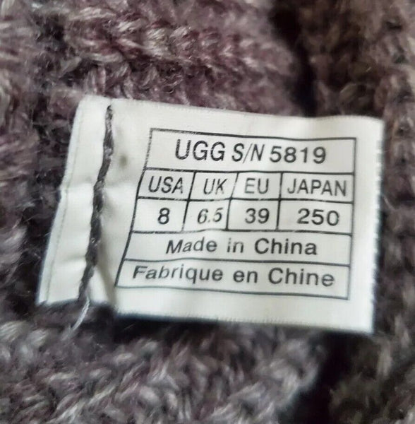 UGG Boots Classic Cardy Knit Sweater Sock Grey Womens Uk 5 Eu 38 Vintage Y2K