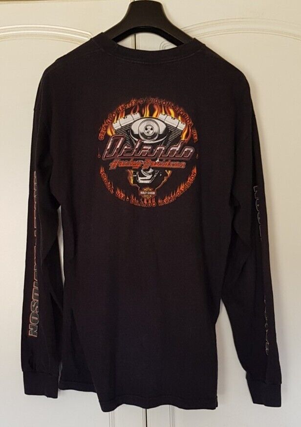HARLEY DAVIDSON Tshirt Mens XL Black Vintage 90s Orlando Florida