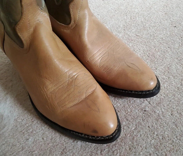 TEXAS BRAND BOOTS Mens UK 10 EU 44 USA 10.5 Embroidered Tan Leather Rrp $490