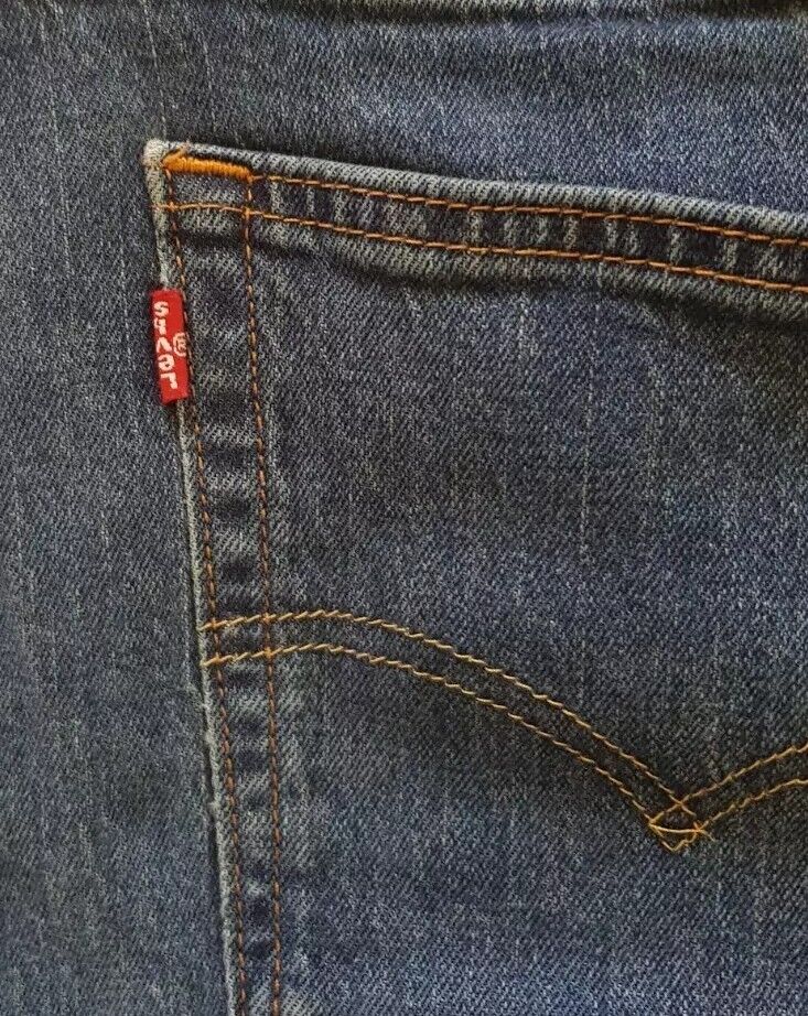 LEVIS 505 Jeans Mens W 36 L 32 Vintage Blue Stretch Denim Red Tab Regular Fit
