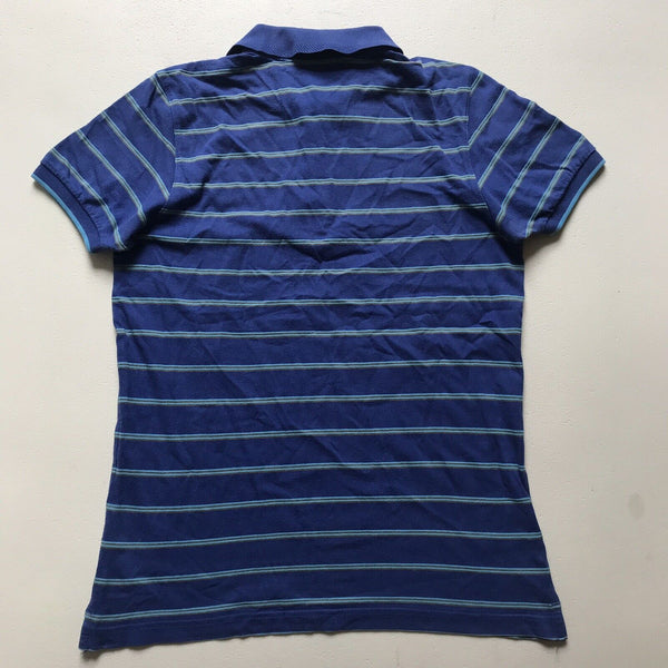 ADIDAS POLO SHIRT Womens S Sport Navy Blue Striped Cotton Regular Fit