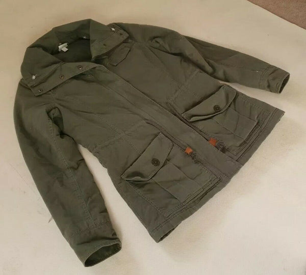 Adidas Neo Coat Jacket Womens S Khaki Green Cotton Lightly Padded