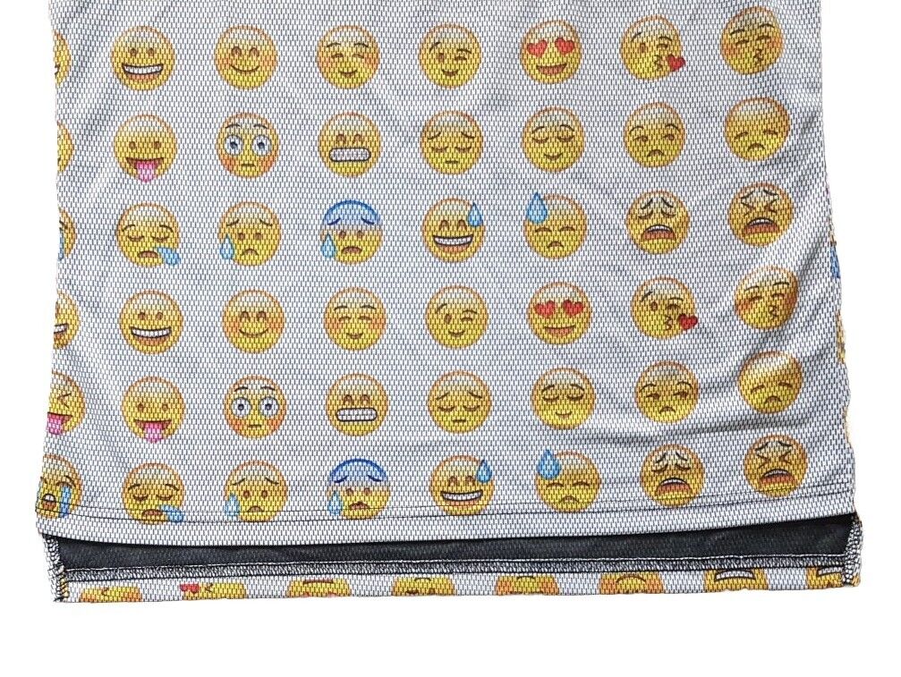 EMOJI Vest T Shirt Mens M Smiley Face White Cotton Lycra Stretch