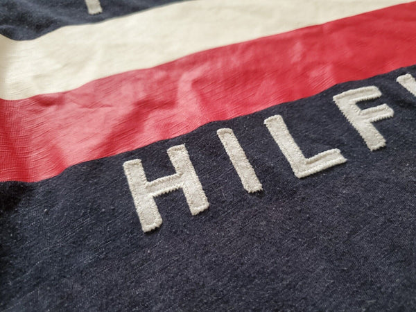 TOMMY HILFIGER T Shirt Tshirt Womens M Relaxed Navy Blue Big Flag Vintage Y2K