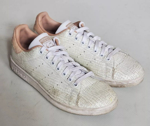 ADIDAS Stan Smith Womens Uk 6 Eu 39 White Striated Leather Pink Suede