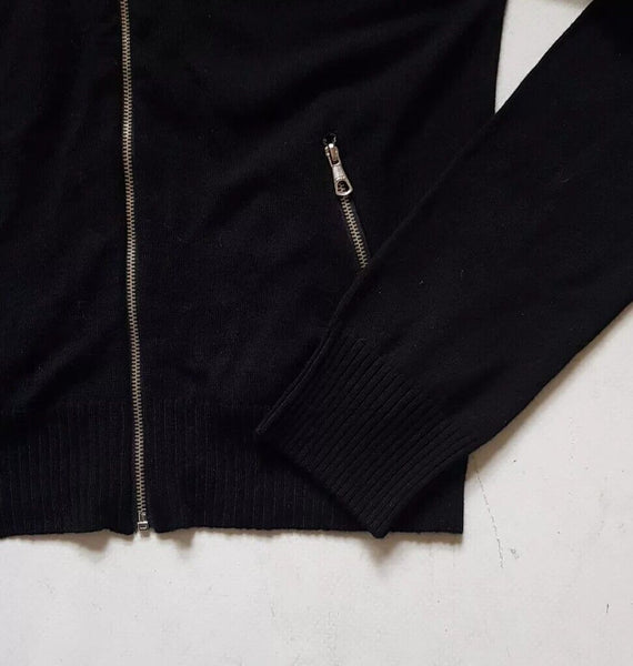 ICEBERG ICE-J Cropped Cardigan Sweater Full Zip Top Womens S Black Stretch