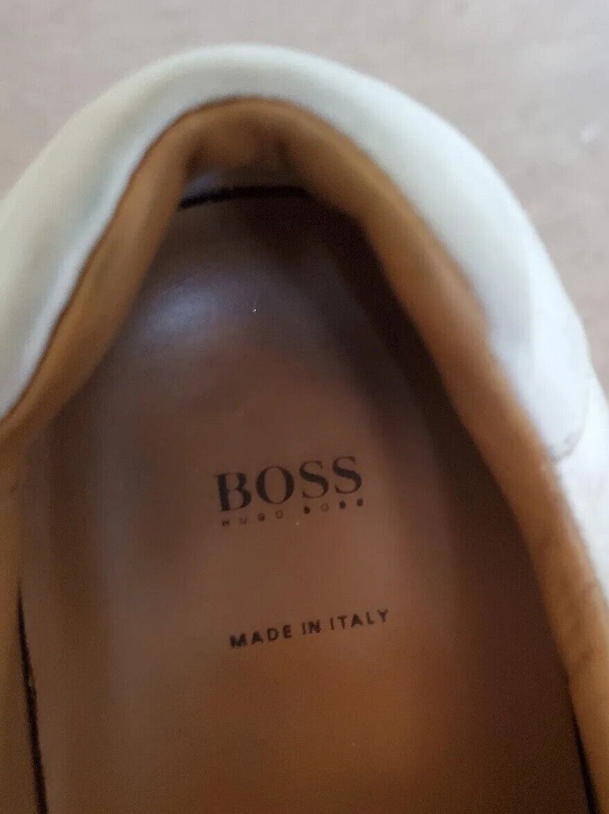 HUGO BOSS Mirage Trainers Mens UK 10 EU 44 White Leather Made In Italy
