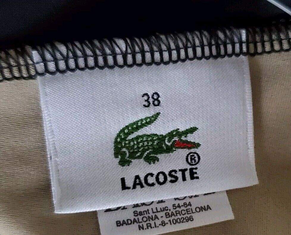 LACOSTE Swimming Costume Swimsuit 1 Piece Black Spellout Size XS New With Pouch