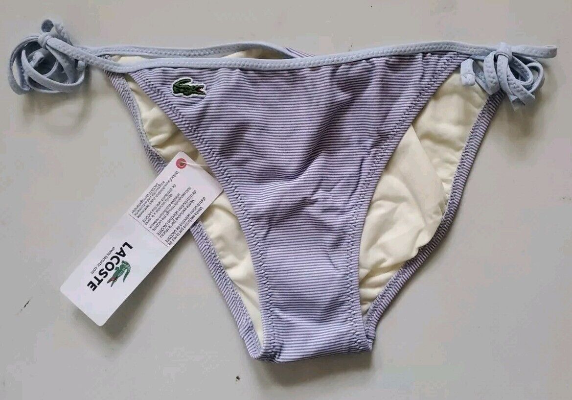 LACOSTE Bikini Swimsuit 2 Piece Halter Neck Size S Stripes Spots New With Pouch