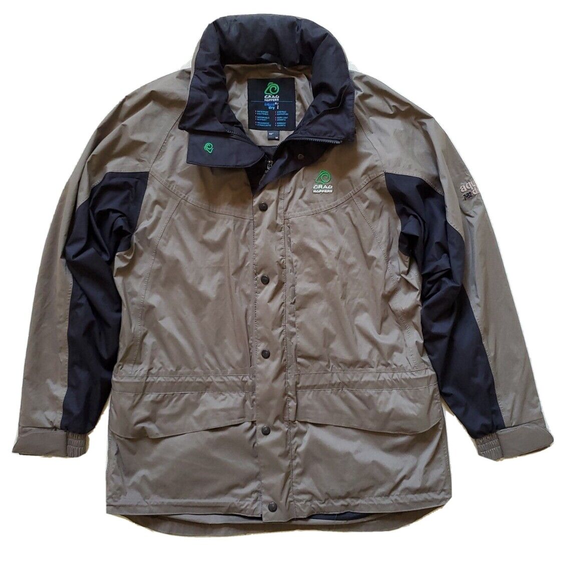 CRAGHOPPERS Jacket Coat Mens M Aquadry Lite Khaki Waterproof Lightweight Hooded
