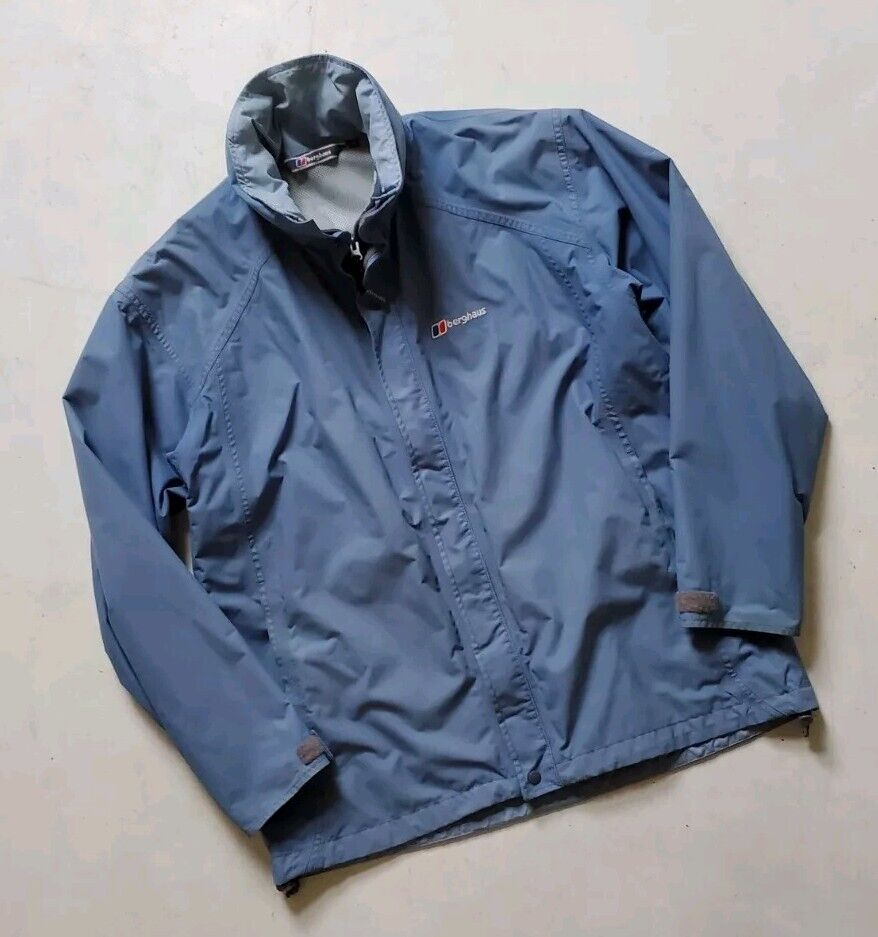 Berghaus Jacket Coat Womens 14 Aquafoil Blue Foldaway Hood Mesh Lined Waterproof