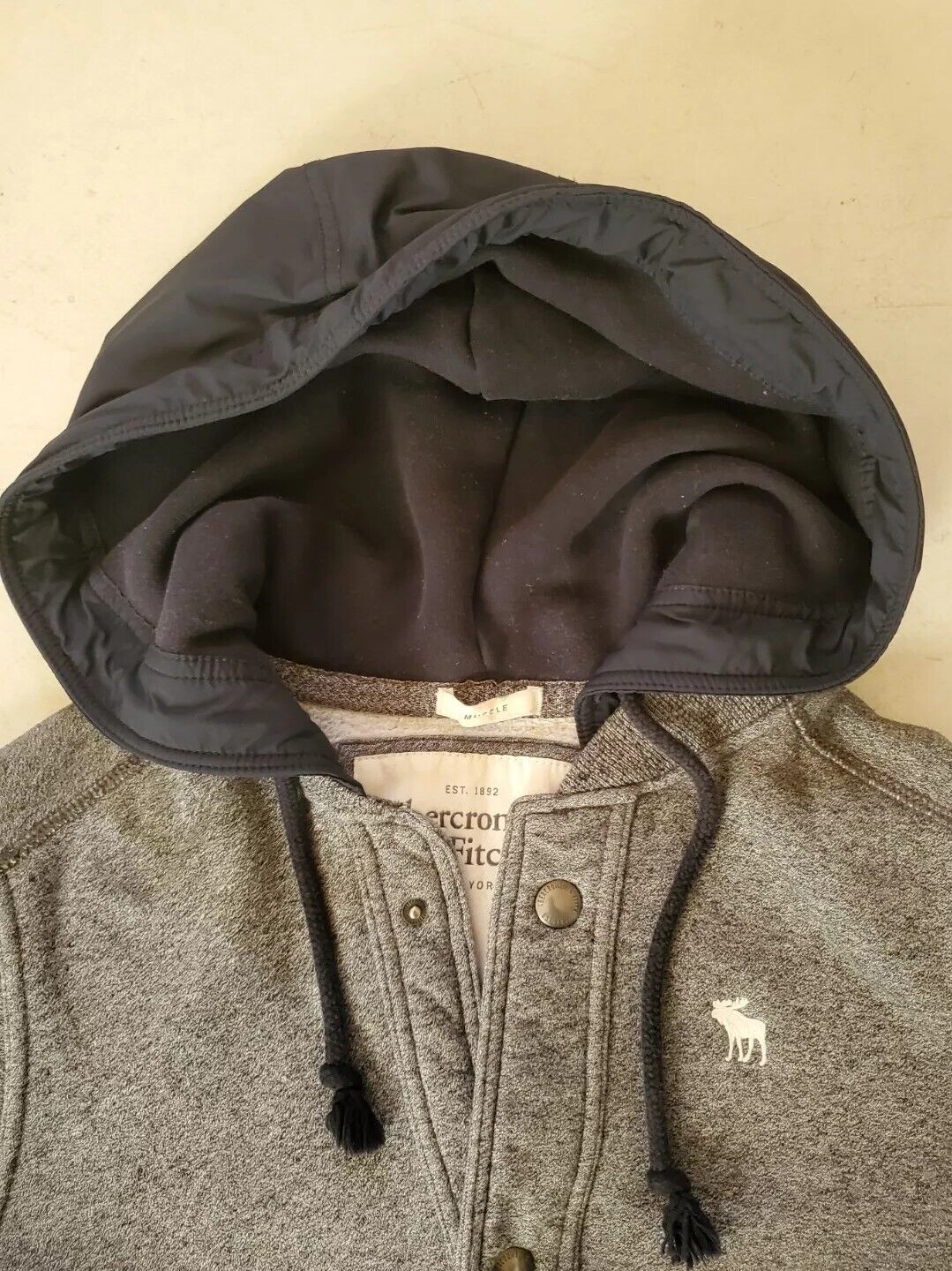 Abercrombie Fitch Jacket Baseball Varsity and Hoodie 2 in 1 Mens XL Grey Jersey