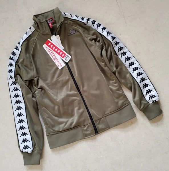 KAPPA Tracksuit Top Track Jacket Mens XS 222 Banda Green White Black Slim Fit