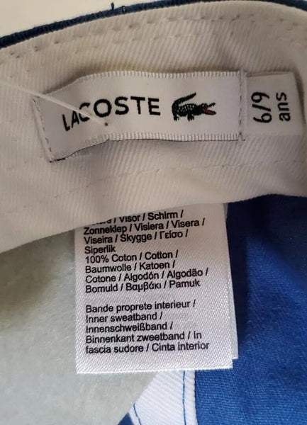 LACOSTE Baseball Cap Hat Unisex Kids Boys Girls Ages 6 To 9 Blue Rrp £35