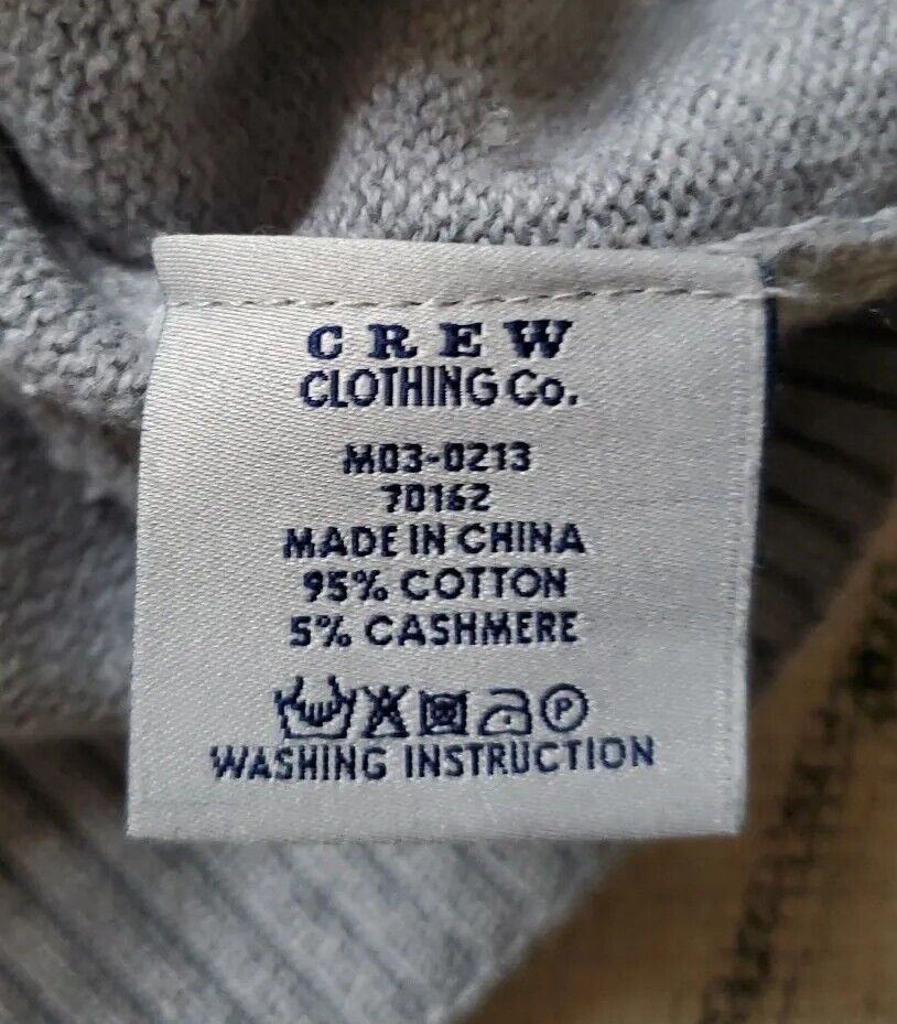 CREW CLOTHING Co Jumper Sweater Mens L Reg Fit Pale Grey Cashmere Blend V Neck