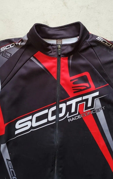 Scott Mountain Bike Jacket Vest Top Mens L Black Red Full Zip Raceconcept
