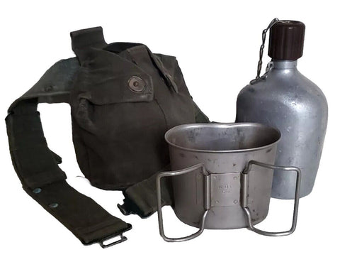 US ARMY Water Bottle Canteen Cup Cover and Belt - Vintage 1970's WBG 60 Vietnam