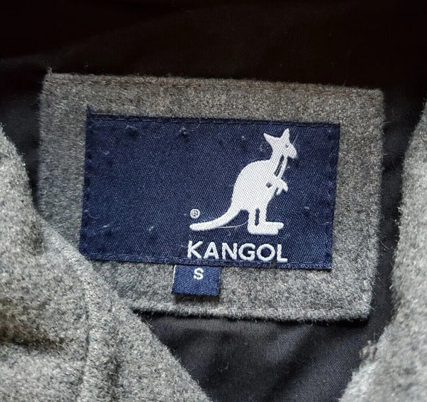 KANGOL Duffle Coat Jacket Mens S Slate Grey Wool Vgc