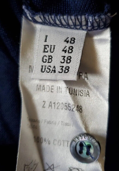 MOSCHINO COUTURE Polo Shirt Mens 38 Regular Fit Navy Blue Question Mark Detail