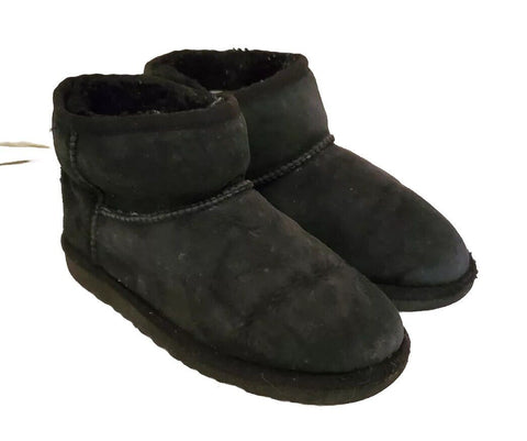 UGG Boots Classic Short Black Suede Shearling Lined Uk 3 Eu 36 Vintage Y2K